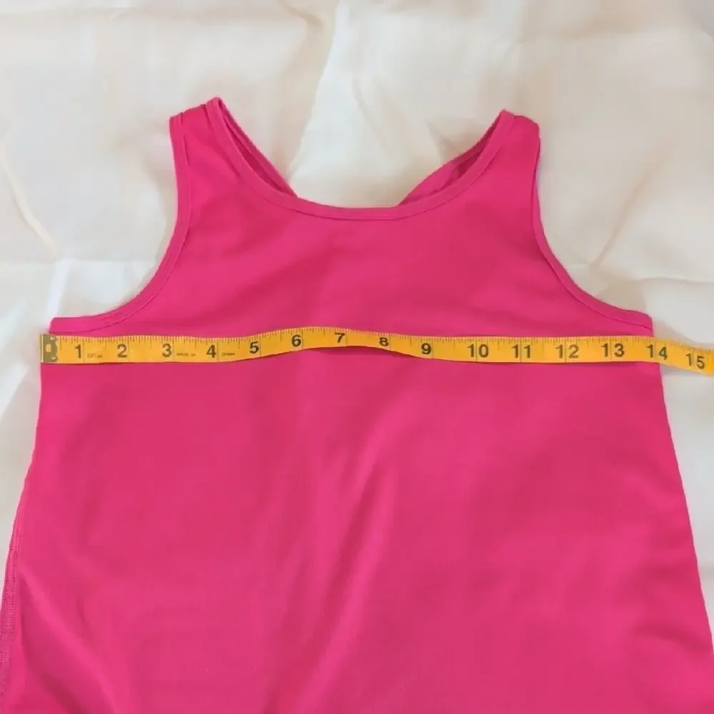 All In Motion Girls Pink Twist Back Athletic Tank Top L 10/12 Dance Cheer